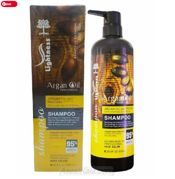 شامپو فاقد سولفات روغن آرگان و پروتئین لایتنس اسلواکی Lightness حجم 900ml
